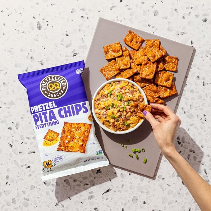 PRETZELIZED Snacks PRETZELIZED Pretzel Pita Chips, Everything Flavored, 7oz Bag (Pack of 12)