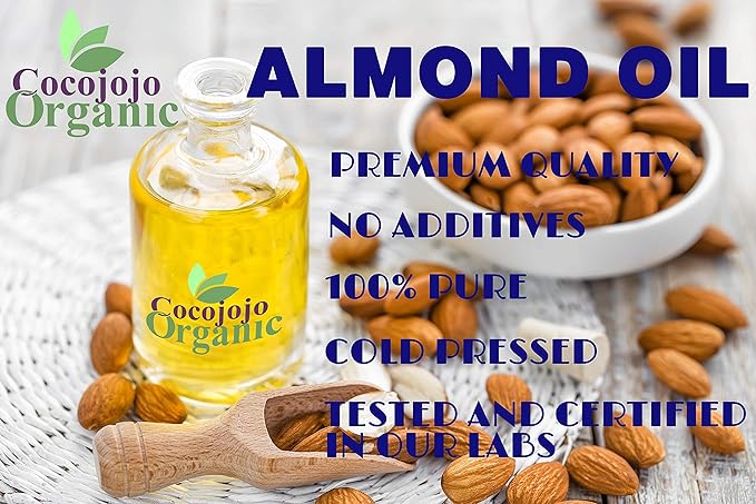 cocojojo Pure Bitter Almond Oil 8 oz Unrefined Cold Pressed Extra Virgin All Natural Perfect for Hair Face Skin Nails