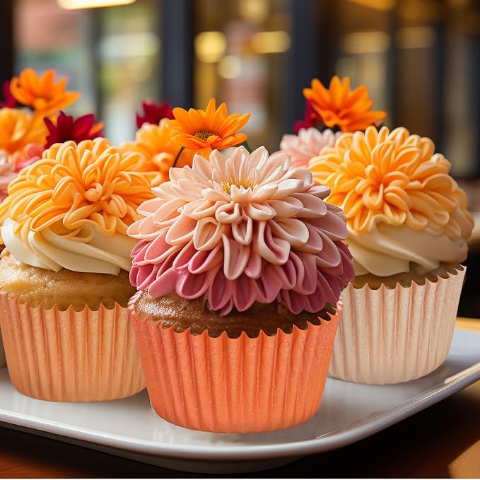 Whaline 600Pcs Terracotta Cupcake Liners Fall Color Orange Baking Cups Gradient Color Cupcake Wrappers Muffin Liners for Birthday Wedding Bridal Shower Autumn Thanksgiving Party Supplies Decor