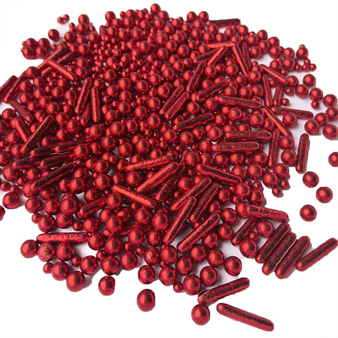 Sprinkles Red Pearl Sugar Candy Mix Size Baking Cake Decorations Cupcake Toppers Celebrations Shaker Jar Wedding Shower Party (130g/4.2oz竊?"<div>