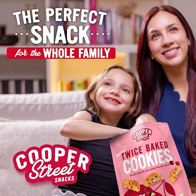 Cooper Street Twice-Baked Cherry White Chip Biscotti Cookies (16 oz) ??Over 50 Biscotti Cookies per Bag Loaded with Real Fruit, Traditional Italian Style Snacks - Dairy, Peanut & Soy Free, Kosher