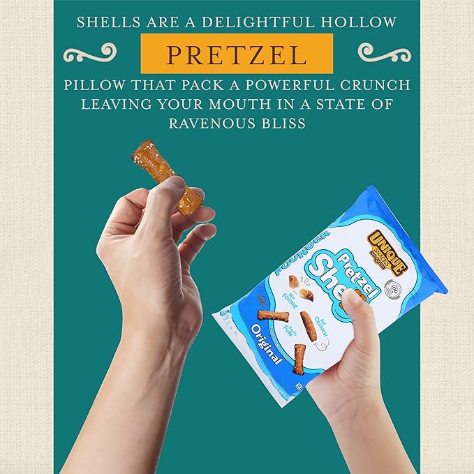 Unique Snacks Original Pretzel Shells, Delicious Homestyle Baked Snack Bag, Vegan, OU Kosher, and Non-GMO Food, No Artificial Flavor, 16 Oz. Bag, Pack of 12