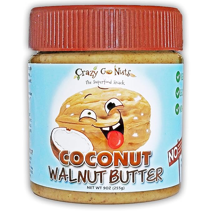 Crazy Go Nuts Walnut Butter Coconut - Walnut Spread, Keto, Vegan, Low Carb, Gluten Free, Superfood-Natural, Non-GMO, ALA, Omega 3 Fatty Acids, Good Fats and Antioxidants - 9 Oz