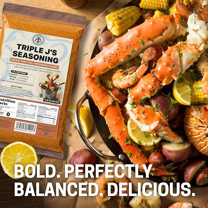 Triple J's Authentic Louisiana Crab Boil Seasoning ??1lb Seafood Boil Booster for Shrimp, Crawfish, & Crab | Bold Cajun Flavor for Boiling Crab, Shrimp Boil & More
