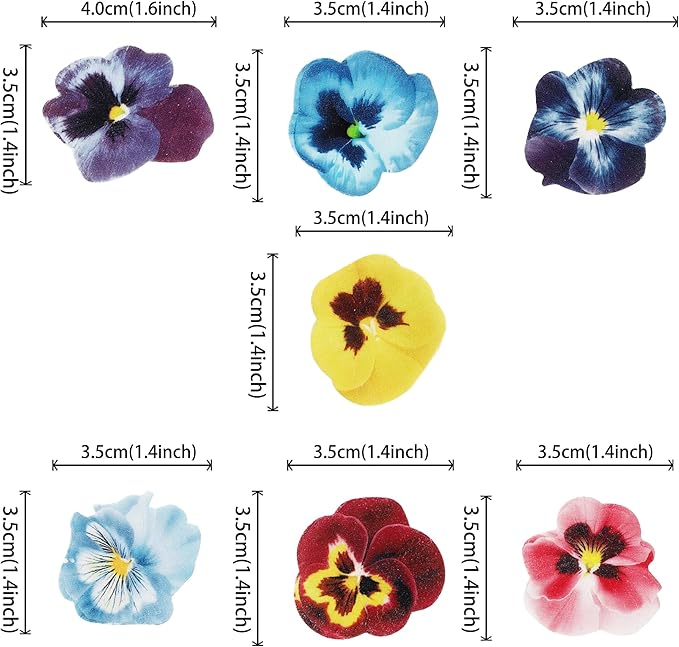 60 PCS Edible Flowers Cupcake Toppers Edible Spring Bridal Engagement Pansies Cake Decorations Wafer Paper Flowers Cupcake Picks for Baby Shower Kids Birthday Party Cake Food Decorations Supplies