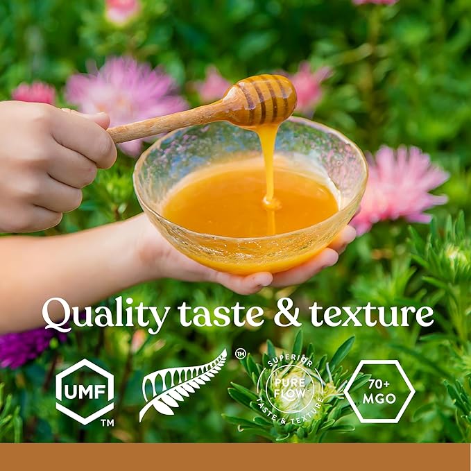 100% Pure New Zealand Honey - MGO 70+ Monofloral Mānuka Honey, 100% Pure New Zealand Raw Mānuka, 17.6 Ounce (500g) (Pack of 1)
