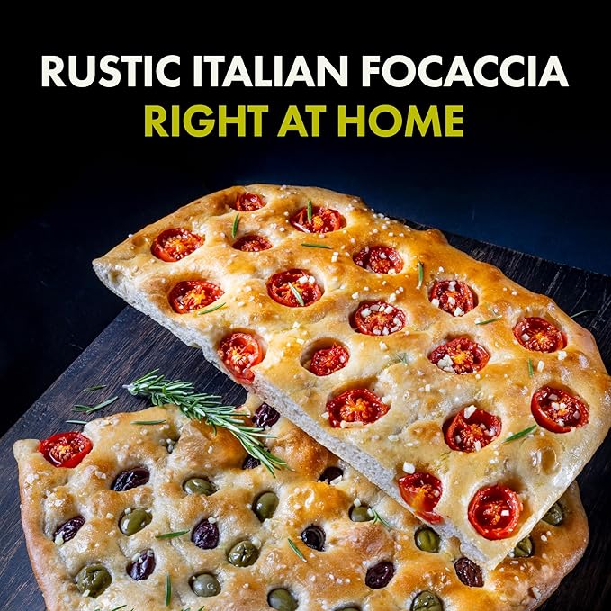 Let???Bake Bread Organic Focaccia Baking Mix - Soft, Flavorful Italian Bread at Home - USDA Organic, Non-GMO, No Additives, Easy Home Baking, Golden Crust, Fluffy Texture - 17.64 oz (1 Pack)