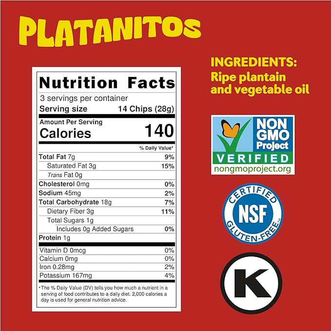 Mayté Garlic Plantain Chips – 30 Individual Packs (3oz Each) – Crunchy, Savory, and Healthy Snacks Made from Real Plantains – Non-GMO, Gluten-Free, Kosher – No Preservatives or Artificial Colors