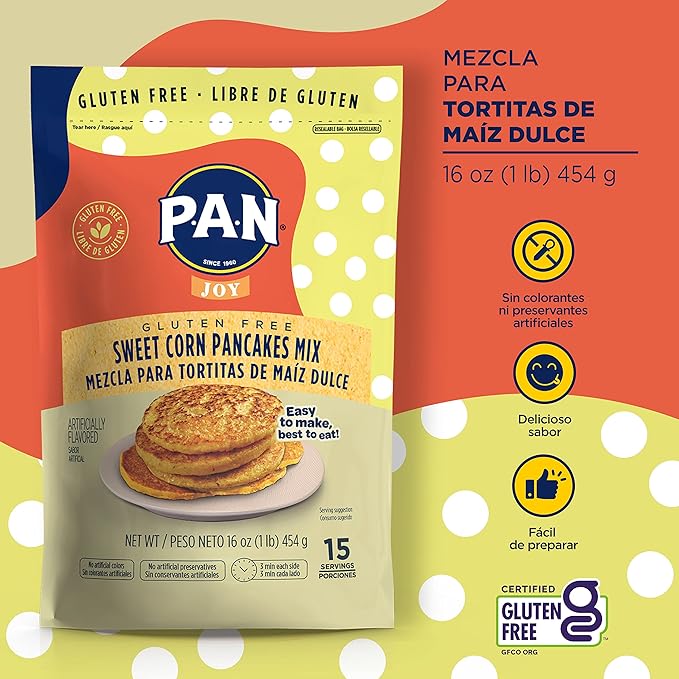 P.A.N Sweet Corn Pancakes Mix ??Gluten Free Easy to Prepare 1 lb (Pack of 2)