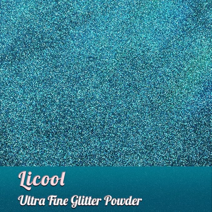 Holographic Fine Glitter, 100g/3.5oz Extra Fine Glitters Powder Packs for Resin, Craft Glitter for Tumblers Candle Slime Making, Festival Body Face Eyeshadow Nail Glitter (Laser Teal Blue)