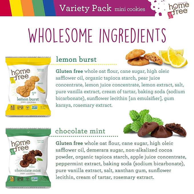 Homefree Mini Cookies Variety Pack, Gluten Free, Nut Free, Vegan, Cookie Snack Packs, School Safe and Allergy Friendly Snack (Pack of 10)