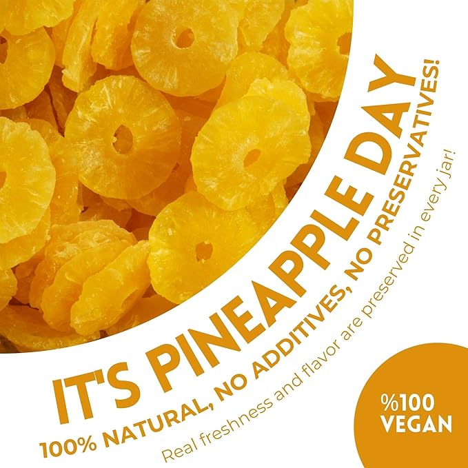 HASANZADE Organic Dried Pineapple Healthy Snacks for Adults and Kids Vegan Gluten Free Dried Fruit Snacks (18,4 Oz)