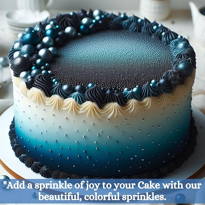 Confect Edible Christmas Sprinkles ??Navy Blue Pearl & Vermicelli Mix for Frozen-Themed Cake, Cupcake, Cookie & Holiday Baking Decoration | Vegan, Gluten-Free, Soy-Free, Dairy-Free, Palm Oil-Free- 4.2 Oz