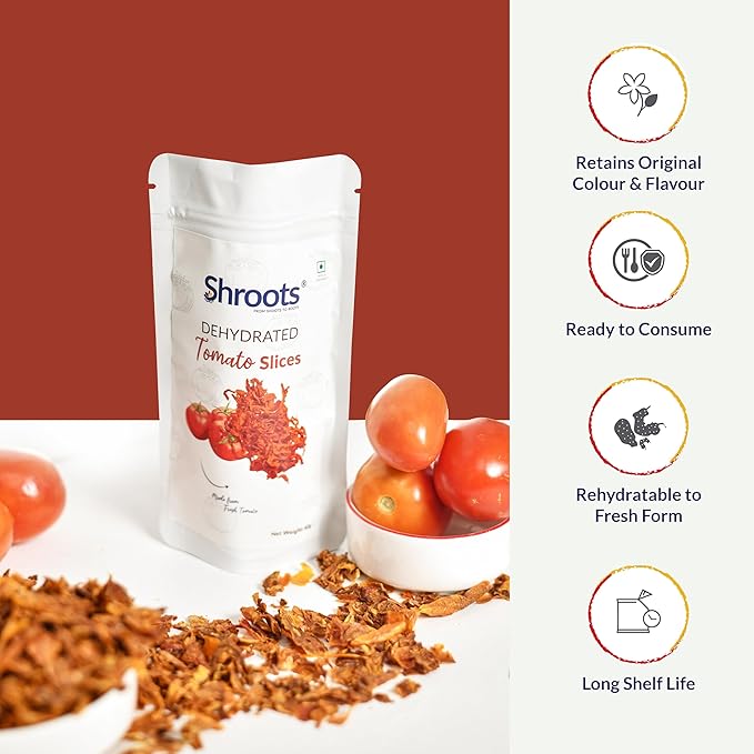 SHROOTS Dehydrated Tomato Flakes Pure Vegetarian Gluten-Free No Added Salt Easy Cooking Essential Machine Dried Vegetables with Natural Aroma Perfect for Soups, Sauces and Seasoning 1.41 oz, Pack of 1