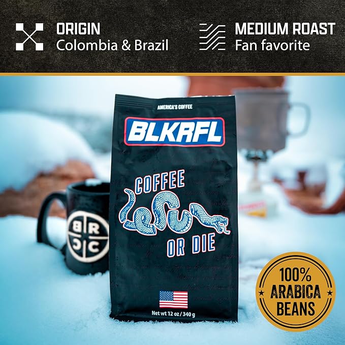 Black Rifle Coffee Company Ground Medium Roast - Roasted Blend Made from Pure Arabica Beans - Colombian & Brazilian Beans - Veteran Founded & American Made (Coffee or Die, 12oz Bag)