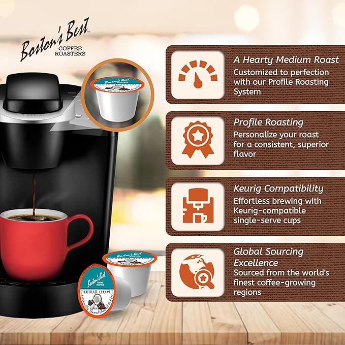 Bostonโs Best - Chocolate Coconut Flavored Dessert Gourmet Coffee Compatible with Keurig Coffee Maker, 1 Count (42 Single Serve Medium Roast Cups)