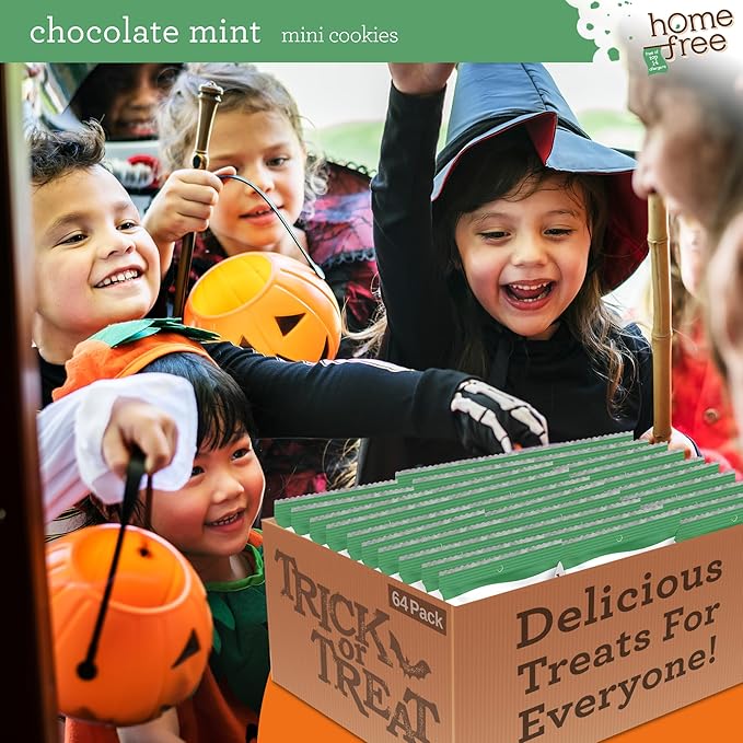 Homefree Chocolate Mint Mini Cookies, Gluten Free, Nut Free, Vegan, Individually Wrapped Packs, School Safe and Allergy Friendly Snack, 0.95 oz. (Pack of 30)