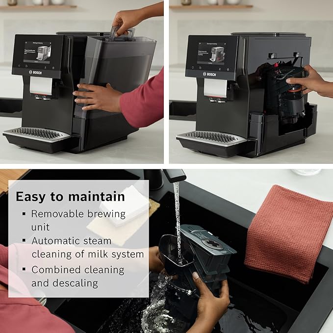 Bosch 800 Series Fully Automatic Espresso and Coffee Machine ??35 Drinks, Cold Brew, Double Cup, Milk Hose, Ceramic Grinder, Smart Features, in Black TPU60309