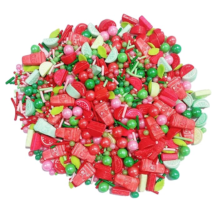 Sentovac Summer Watermelon Sprinkle Edible Cake Decorating Watermelon Peals Mix Sprinkle for Cake Cupcake Topper Cookie Baking Decorations Party Birthday Supplies