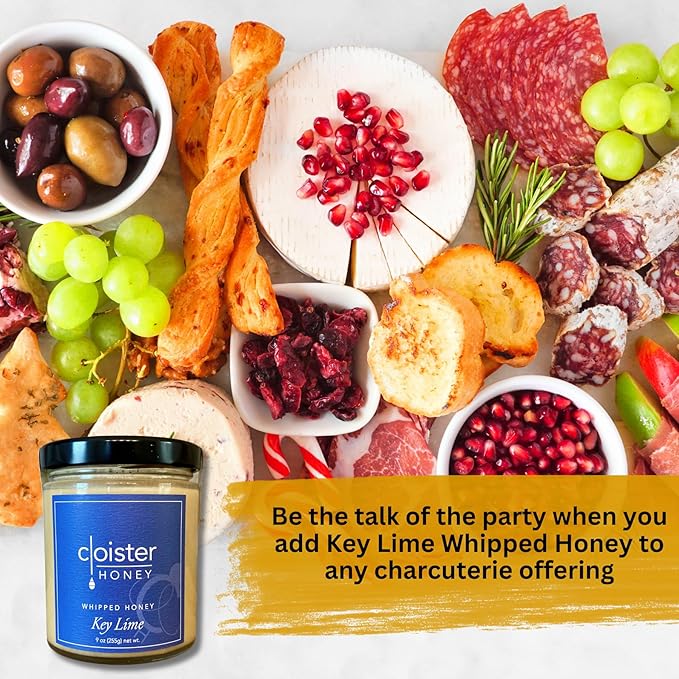 Cloister Honey Whipped Honey - Key Lime (9 oz) | Hand Crafted | Raw Artisan Honey | 100% Pure, Raw & Unfiltered | All Natural | Made in USA |