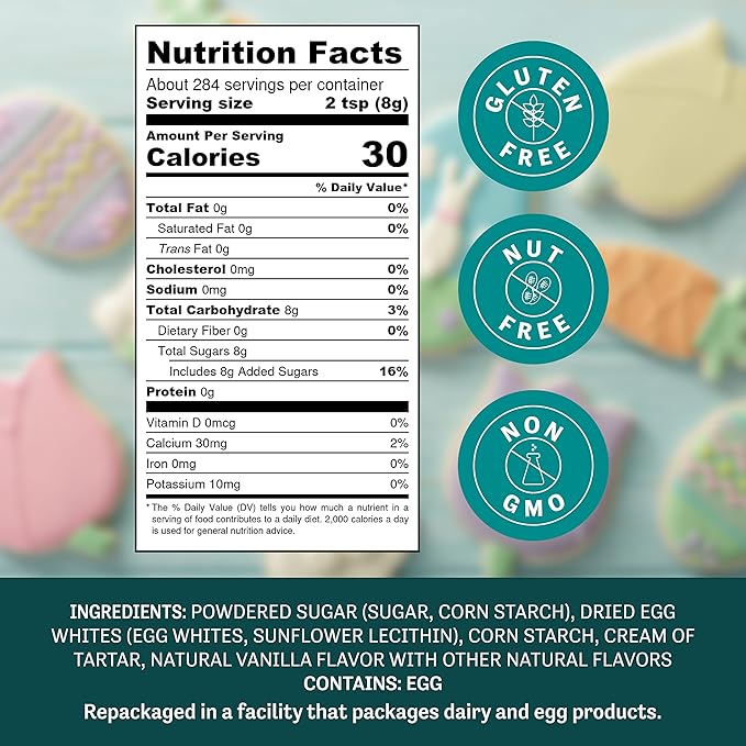 Judee's Royal Icing Mix for Cookies - 5 lb - For Decorating and Baking - Just Add Water - Non-GMO, Gluten-Free and Nut Free - Meringue Powder for Royal Icing