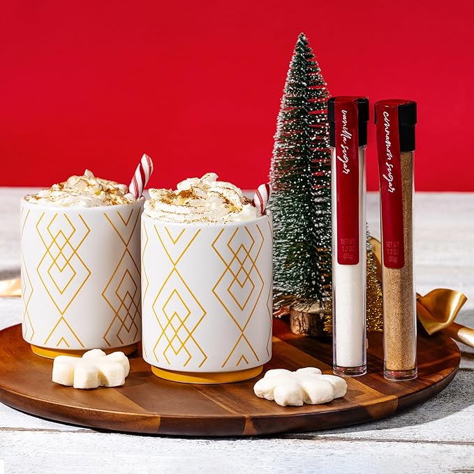 Hot Cocoa for Two Gift Set Made with Ghirardelli, Includes 2 Mugs, 2 Hot Cocoa Mixes, 2 Sugar Toppings, 2 Peppermint Stirrers & 2 Snowflake Marshmallows