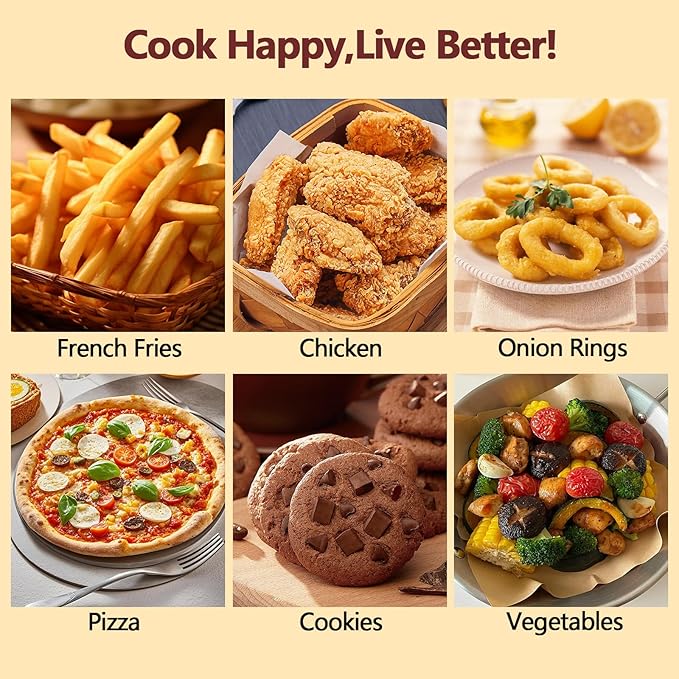 9 Inch Air Fryer Liners Disposable-125PCS Square Parchment Paper Liners,Heat Resistant & Non-Stick,Unbleached Liners for Air Fryer,Oven,Roasting,Baking,Microwave竊뉰ottom is 8 Inchç«?,<div>