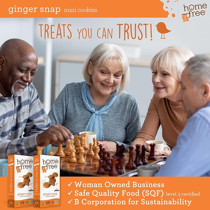 Homefree Mini Ginger Snap Cookies, Gluten Free, Nut Free, Vegan, School Safe and Allergy Friendly Snack, 5 oz. (Pack of 1)