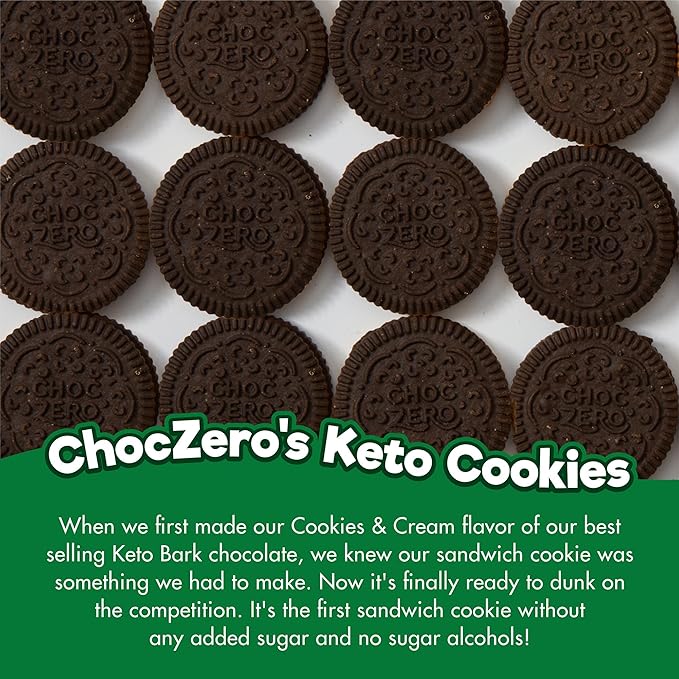 ChocZero Mint Dunkies ??Mint Creme Chocolate Sandwich Cookies, Sugar Free, Keto Friendly, Low Net Carb, High Fiber, Gluten Free ??9oz Box