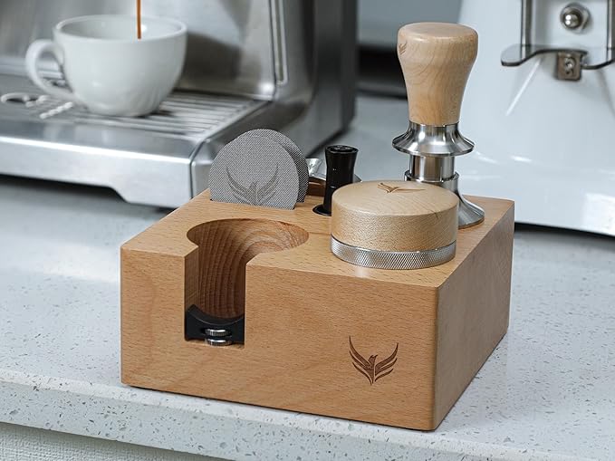 Espresso Tamping Station 54mm for Breville Accessories ??Portafilter Holder with Tamper, Distributor, Dosing Funnel, WDT Tool & Puck Screen Slots