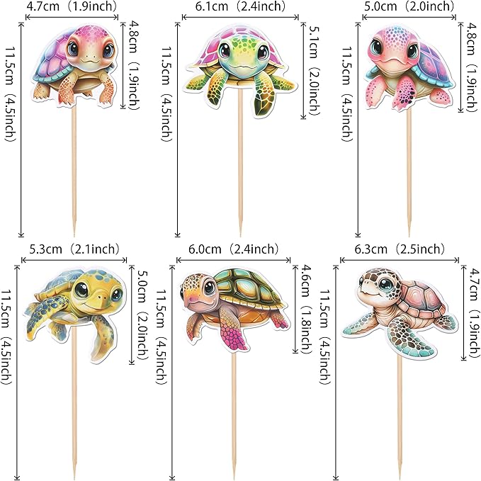 36 Pack Turtle Cupcake Toppers Sea Animals Turtle Cupcake Picks Sea Animals Theme Baby Shower Kids Birthday Cupcake Decoration Party Decoration Supplies 1