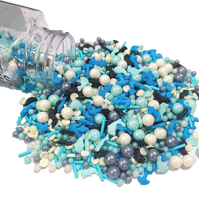 Sentovac Anchor Sprinkle Edible Cake Decorating Ocean Sprinkle Anchor Dolphin Knife Pearl Candy Mix Blue Sprinkle for Cake Cupcake Topper Cookie Baking Decorations Sea Theme Party Birthday Supplies