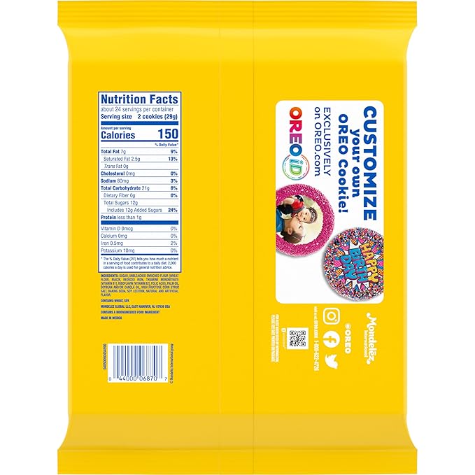 OREO Double Stuf Golden Sandwich Cookies, Party Size, 24.95 oz