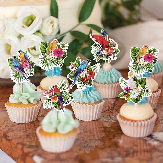 YCTHUNFISH 30pcs Woodland Cupcake Toppers, Bird Design, Cake Decorations for Birthday, Baby Shower
