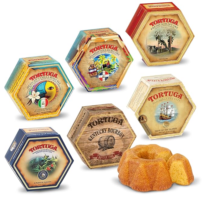 TORTUGA Provenance Rum Cake Variety Pack ??4 oz. - 6 Pack - The Perfect Premium Gourmet Gift for Stocking Stuffers, Gift Baskets, and Christmas Gifts - Great Mini Cakes for Delivery