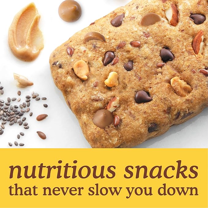 Almond Flour Snack Bars (Peanut Butter Chocolate) with Organic Coconut Oil, Chia Seeds, Sunflower Seeds, and Flax Seeds, 6oz, 6 Count