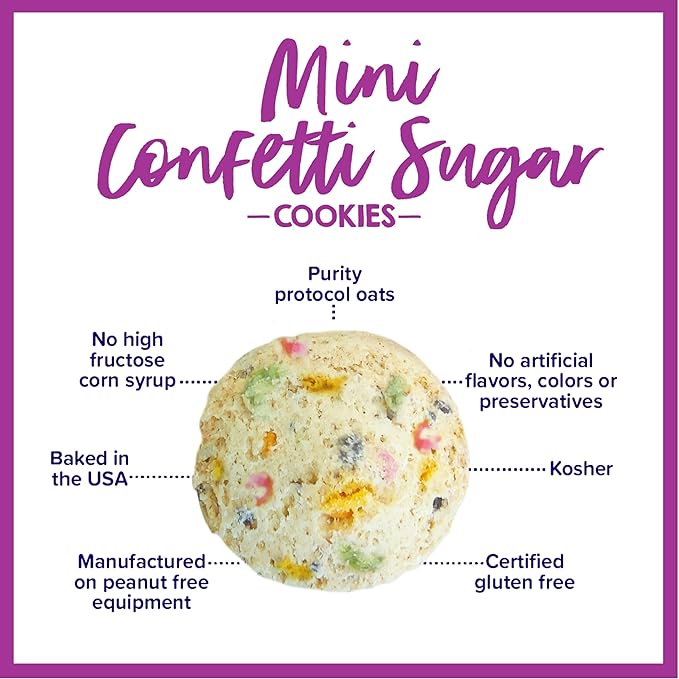 Goodie Girl Mini Confetti Sugar Cookies – Peanut Free, Gluten Free, No Artificial Ingredients – 100 Calories Each - 10 Individually Wrapped Packs