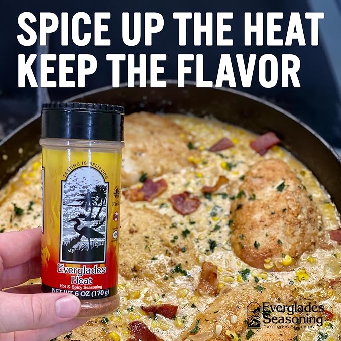 Everglades Heat Seasoning Spicy Blend for Chicken Wings, Chili, Fish & Fries, Add Zest with Red Pepper Heat Made in the USA 6 oz