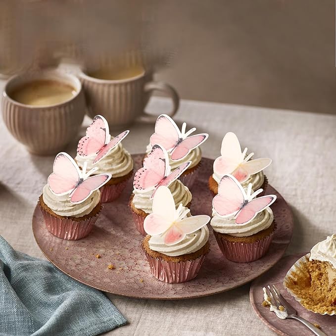 Rsstarxi 60 Pack Wafer Paper Butterflies Cupcake Toppers, Edible Butterfly Cake Decorations Butterfly Birthday Food Decorations for Baby Shower Wedding Birthday Anniversary Party Decorations