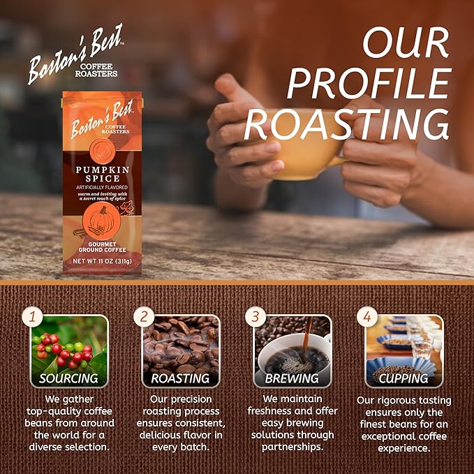 Boston???Best Gourmet Ground Coffee ??Pumpkin Spice Flavored Coffee ??Medium Roast ??11 oz