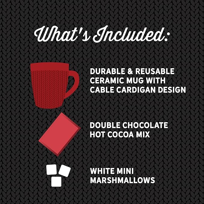 Hot Chocolate Gift Set Made with Ghirardelli, Includes 1 Single-Serve Packet of Ghirardelli Double Chocolate Hot Cocoa Mix, 1 Pack of Mini Marshmallows, and Ceramic Mug, Gourmet Hot Cocoa Gift Set, Valentine's Day