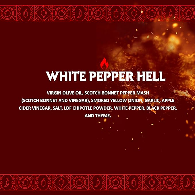 Chile Lengua de Fuego White Pepper Hell Hot Sauce – 1 Bottle – Scotch Bonnet, Chipotle, White Pepper & Thyme – Bold, Savory Heat – Small Batch Artisan Honduran Hot Sauce