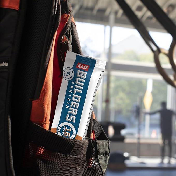 CLIF BUILDERS Protein Bars - Variety Pack - Crispy Almond Salted Caramel and Crispy Peanut Butter Chocolate Flavored - Reduced Sugar - Gluten Free - 16g Protein - No Artificial Sweeteners - 1.97 oz. (12 Pack)