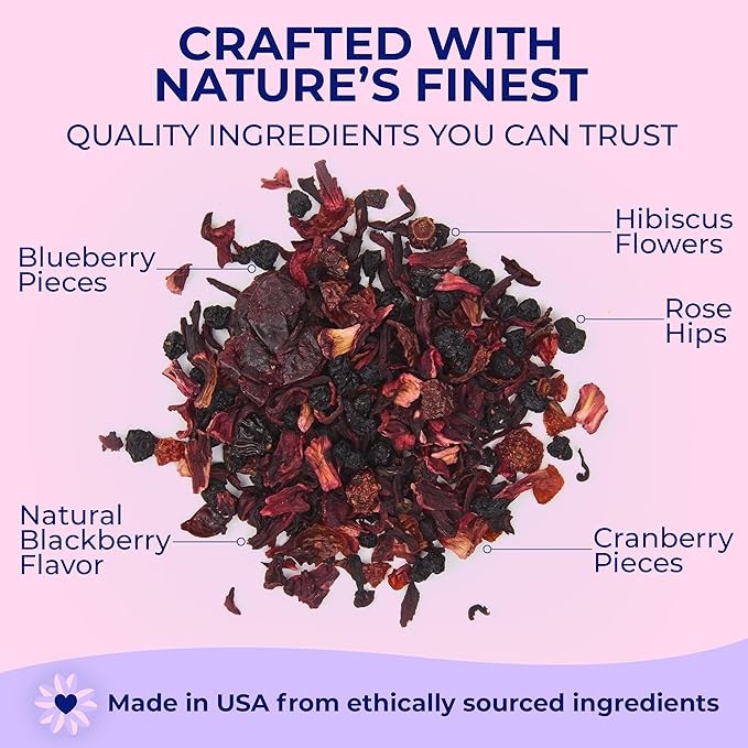 Katy?™s® Berrylicious Loose Leaf Tea | Hibiscus, Blueberry & Cranberry | Fruity Herbal Tea | Caffeine-Free Fruit Tea | Cold Brew or Hot | 30+ Cups | Antioxidant-Rich | Woman-Owned | 3oz Pouch