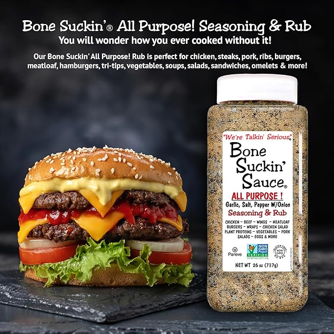 Bone Suckin' Sauce Bulk Seasoning & Rub - Brown Sugar, Garlic, Onion, Spices - Non-GMO, Gluten-Free, Fat-Free, Kosher, Pareve, No MSG (1 Pack, All Purpose)
