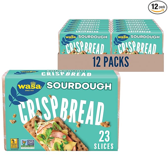 Wasa Sourdough Crispbread, 9.7 oz (Pack of 12), Crackers, Non-GMO Ingredients, Fat Free