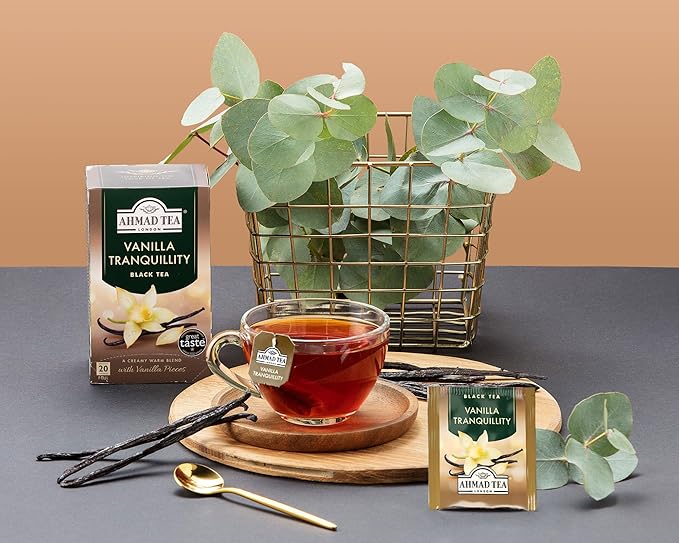Ahmad Tea Black Tea, Vanilla Tranquility Teabags, 20 ct (Pack of 6) - Caffeinated & Sugar-Free