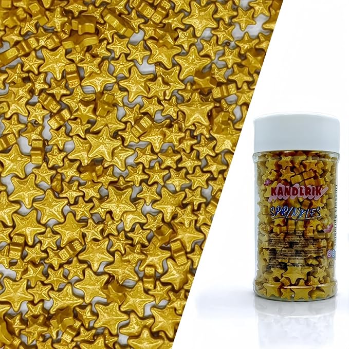 Mixed Size Gold Stars Sprinkles Edible Stars Cake Decorating Stars Cake Decorations Cupcake Toppers Cookie Decorating Perfect for Cakes,Cupcakes,Desserts Toppings 3OZ
