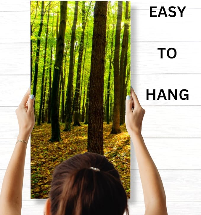Forest Wall Art Decor - 3 Piece Set, Decorative Framed Green Tree Canvas Art Multi Panel Split Prints for Living Room, Kitchen, Bedroom, Office & Home Decor Gift