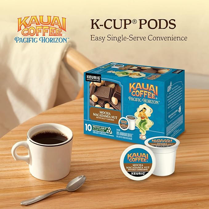 Kauai Coffee Mocha Macadamia Nut Flavor - Compatible with K-Cup Brewers, 10 CT (Pack of 6)